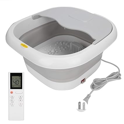 White foot bath with digital controller on a white background